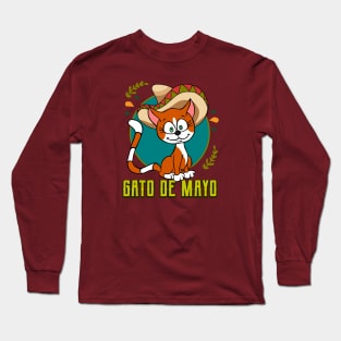 Cinco De Mayo Mexican Gato Funny Cat Lover Long Sleeve T-Shirt